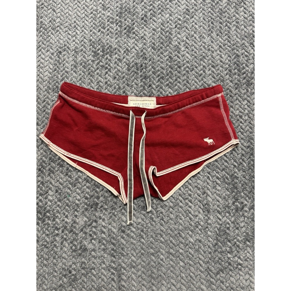 Y2K Vintage Abercrombie & Fitch Red Low Rise Lounge Shorts A&F 1892 Booty Sz S